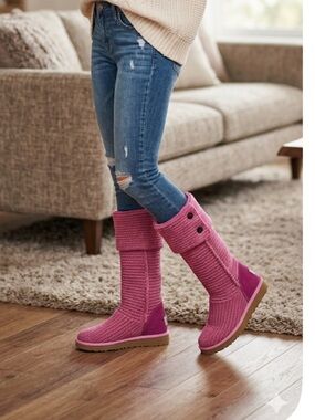 Ugg Knit Tall Boots pink size 8
